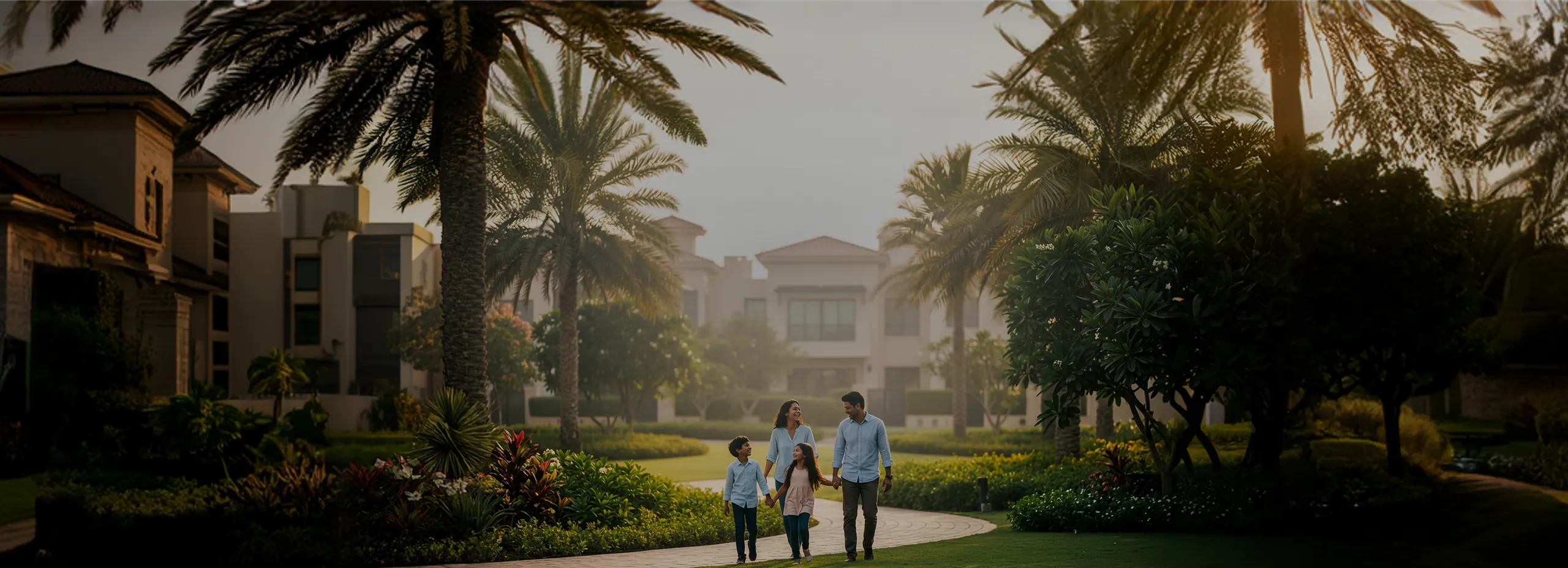 A family walking through their property