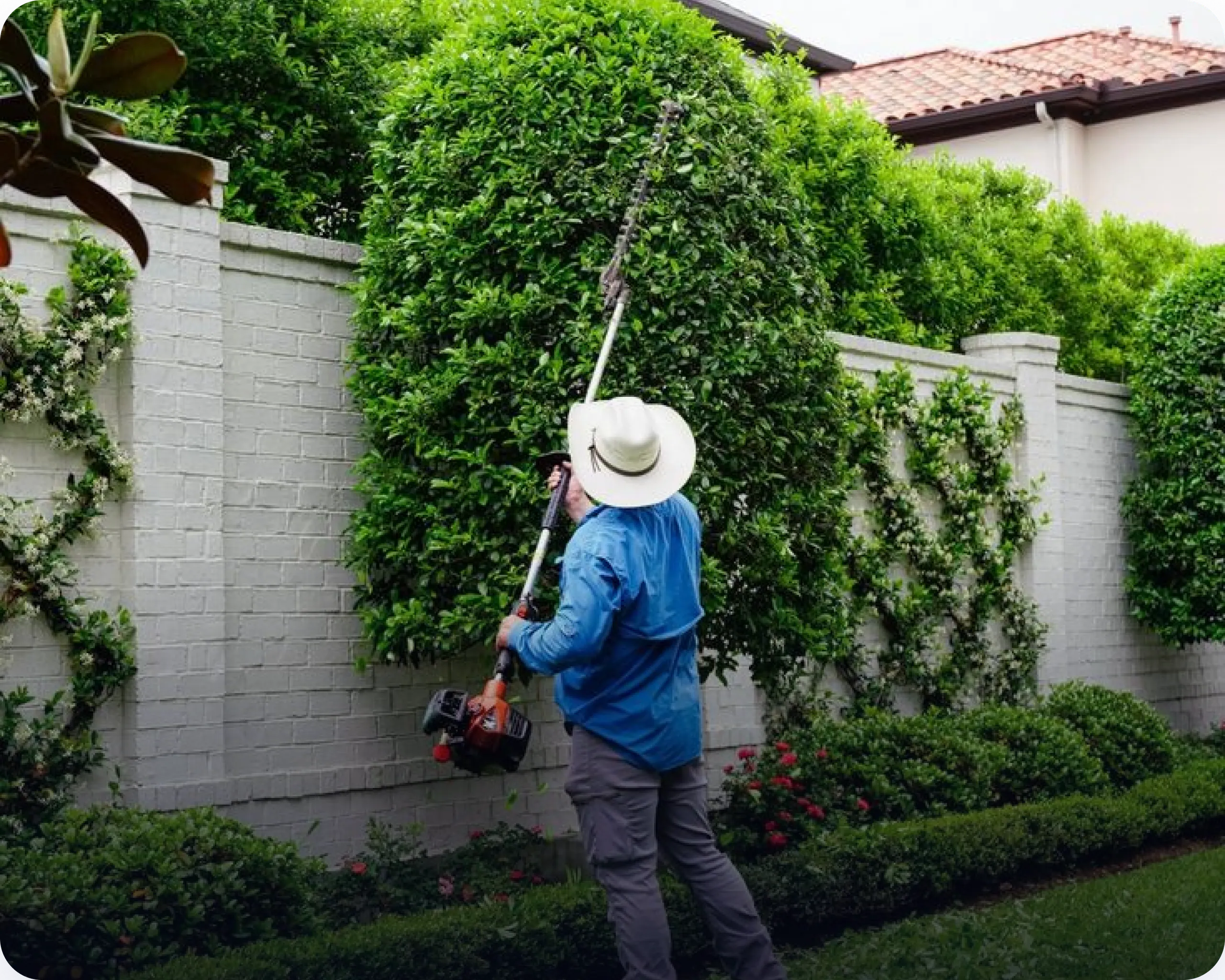 A gardener caring for a property