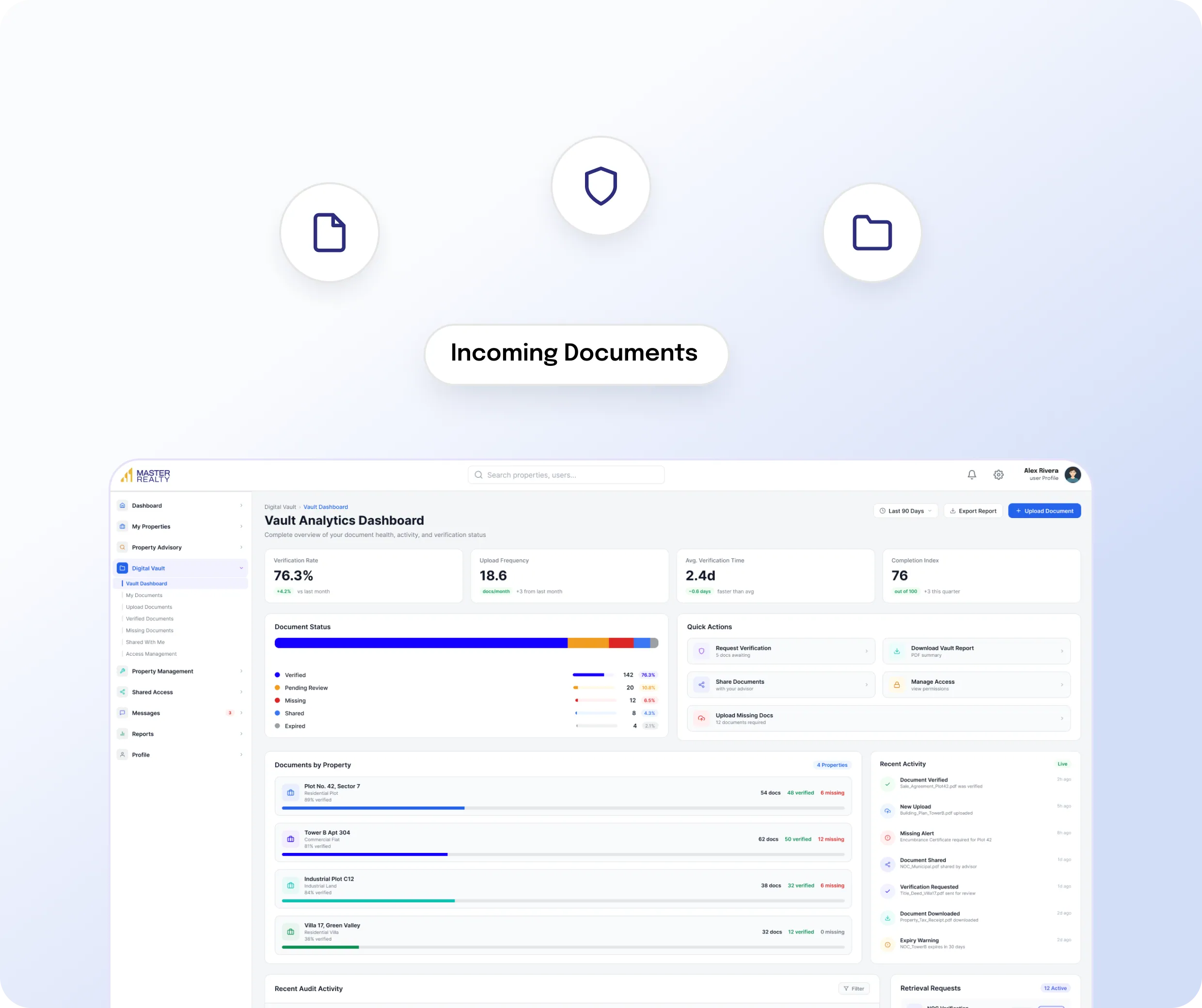 Incoming documents in the Master Realty digital vault